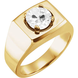 Cuscino Antico Anello da Uomo – Diamante 2 carati 10K Yellow Gold