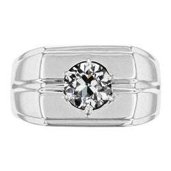 Brillante Cuscino Antico Anello Uomo 2 carati in 10K White Gold