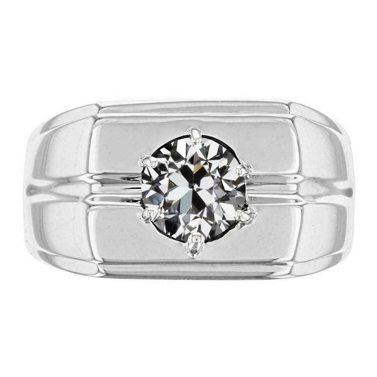 Anello Uomo 10K White Gold con Brillante – vista principale
