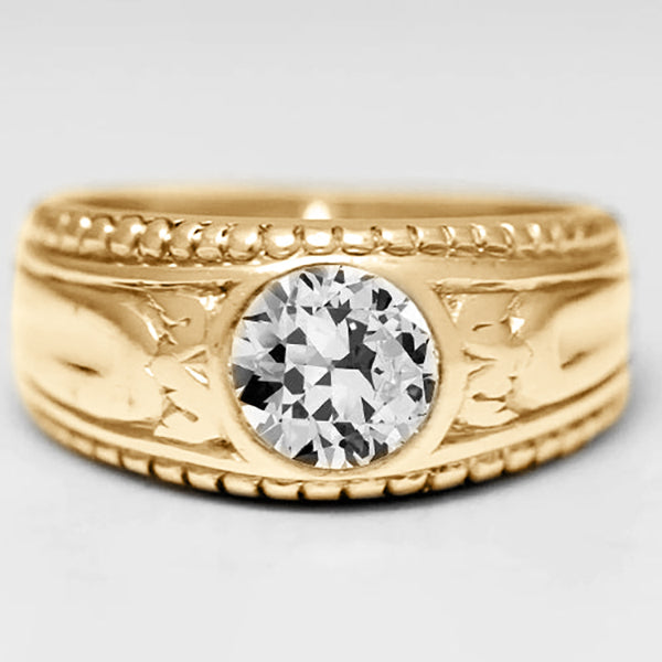 Artigianale Diamante Fine Anello Maschile 2 carati – vista frontale