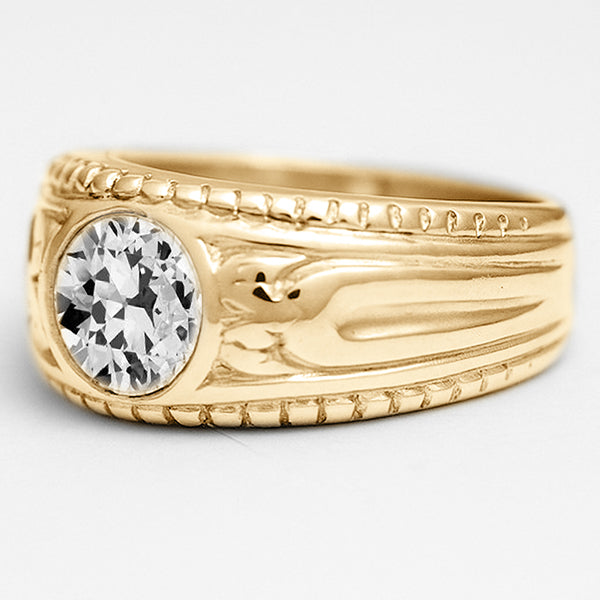 Cuscino Antico Diamante Fine anello in 10K White Gold – vista laterale