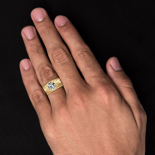 Artigianale Diamante Fine Anello Maschile 2 carati – vista angolare