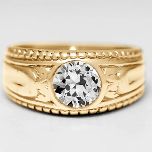Artigianale Diamante Fine Anello Maschile 2 carati – vista frontale