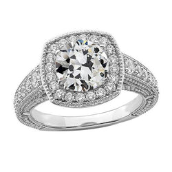 Milligrain Halo Anniversary Ring Old Mine Cut Vero Diamond 4 Carati