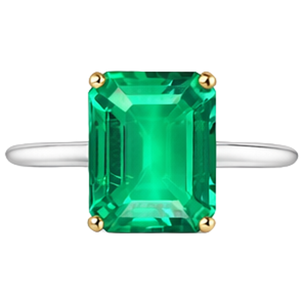 Smeraldo Fine Anello con Gemma 4 carati Oro Bicolore 14K – vista laterale