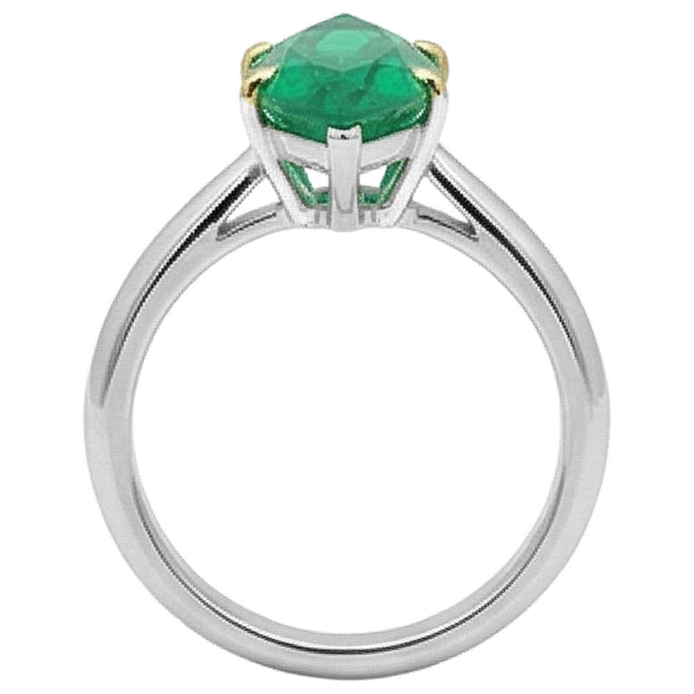 Marquise Smeraldo Fine anello in Oro Bicolore 14K – vista dall'alto