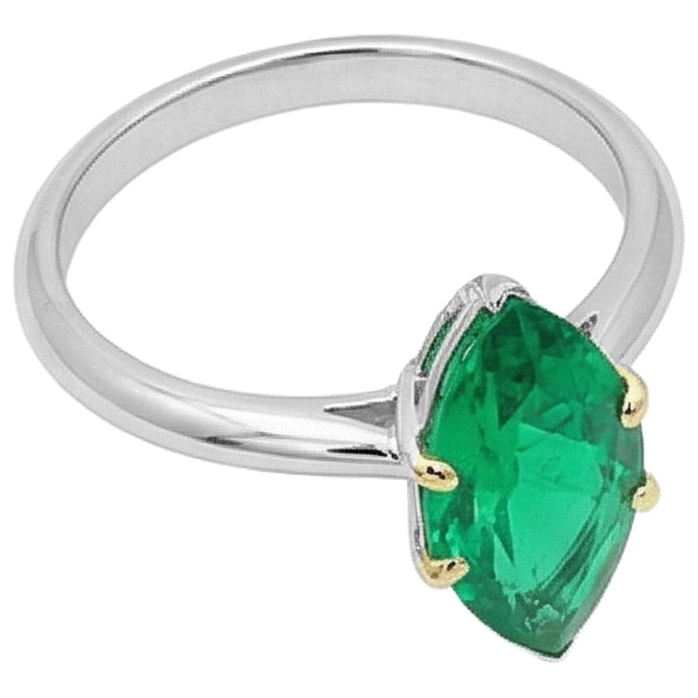 Firmato Smeraldo Fine Anello Pietra Colorata 3 carati – vista angolare