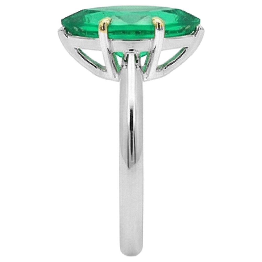 Smeraldo Fine Anello Pietra Colorata 3-carati Oro Bicolore 14K – vista posteriore