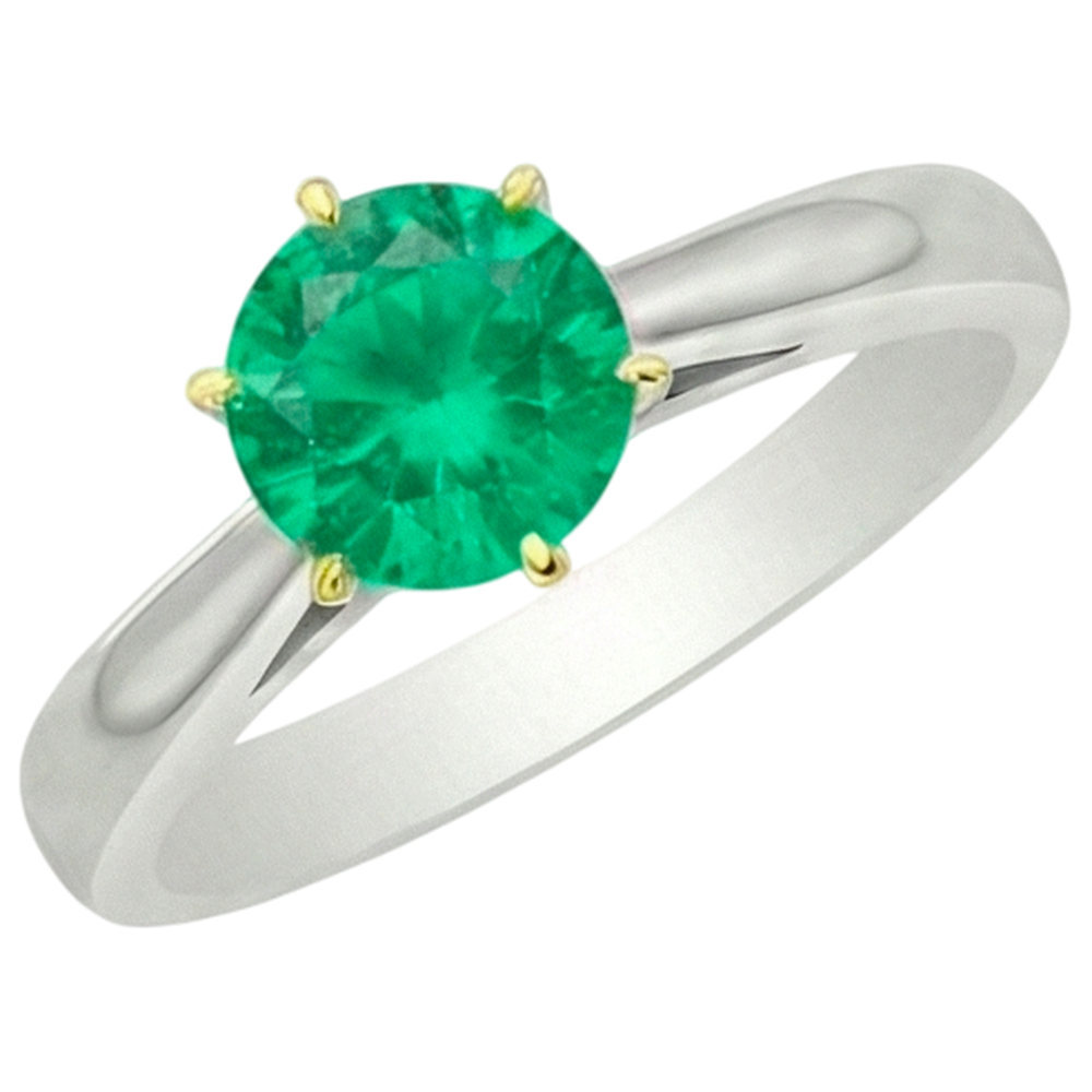 Smeraldo Colombiano Anello con Pietra Preziosa 2,50-carati Oro Bicolore 14K – vista laterale