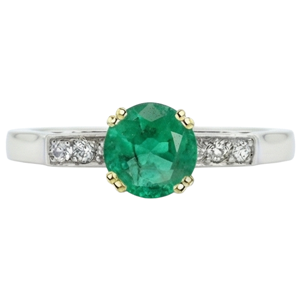 Anello con Gemma Oro Bicolore 14K con Smeraldo Colombiano – vista profilo