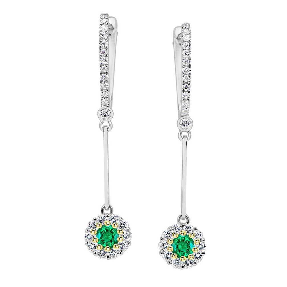 Smeraldo Fine Gemstone Earring 1 carati Oro Bicolore 14K – vista principale
