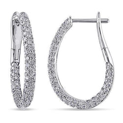 Monili Dell'anello Dell'Orecchio Del Cerchio Di Naturale Diamante Del Taglio Rotondo Dell'Oro Bianco 14K Delle Donne 3 Ct.