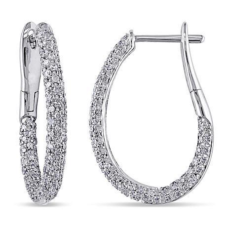Monili Dell'anello Dell'Orecchio Del Cerchio Di Naturale Diamante Del Taglio Rotondo Dell'Oro Bianco 14K Delle Donne 3 Ct.