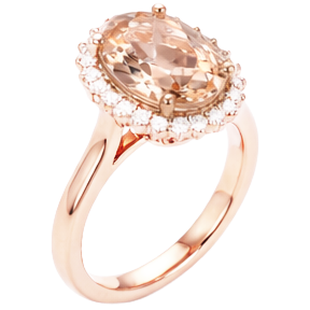 Morganite Con Diamanti 11.75 Carati Fede Nuziale Oro Rosa 14K Nuovo
