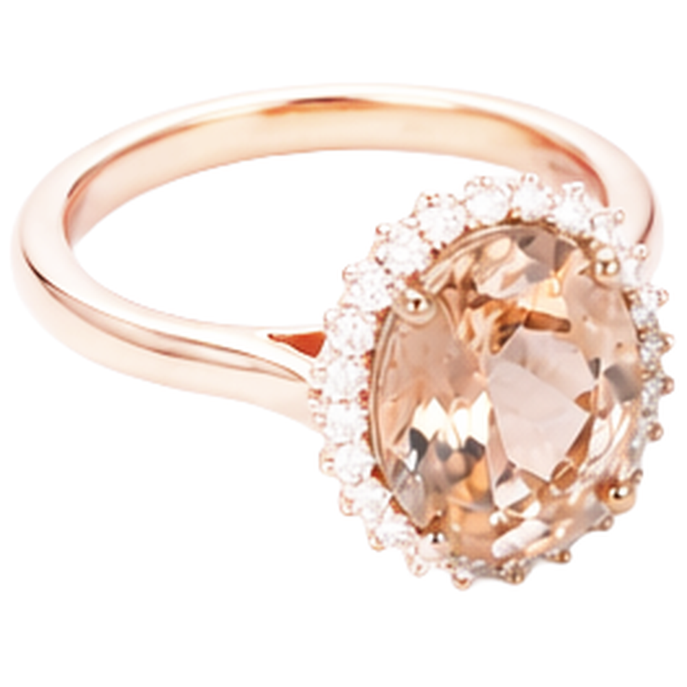 Morganite Con Diamanti 11.75 Carati Fede Nuziale Oro Rosa 14K Nuovo