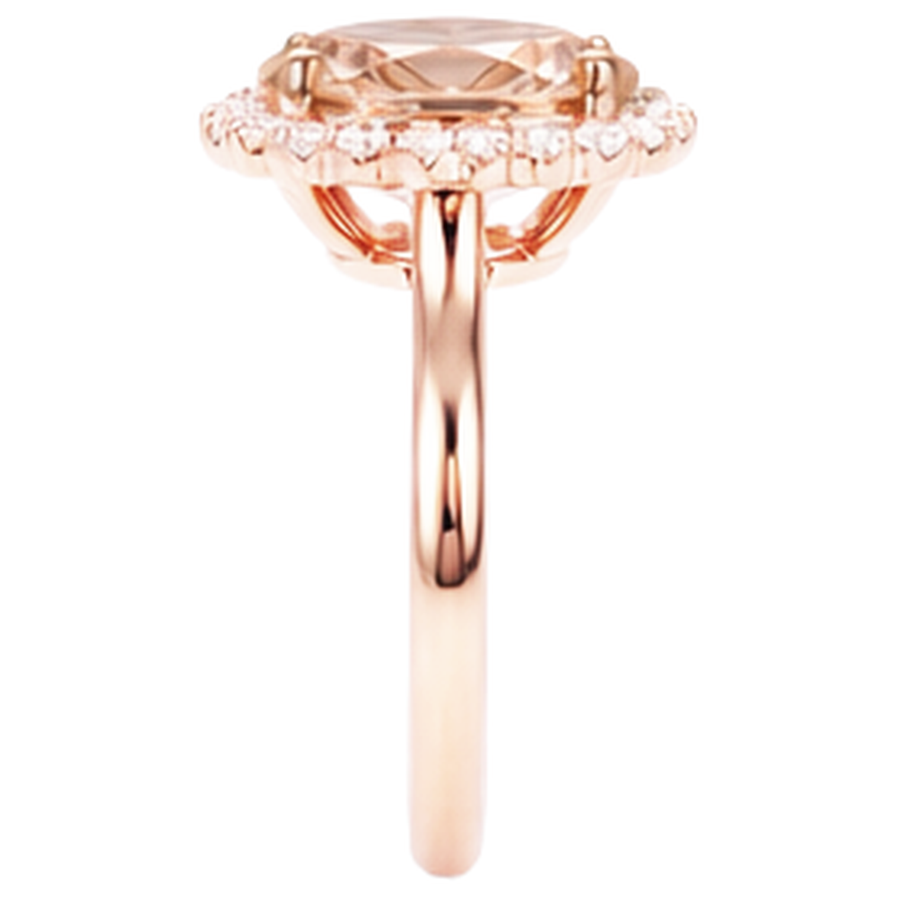 Morganite Con Diamanti 11.75 Carati Fede Nuziale Oro Rosa 14K Nuovo