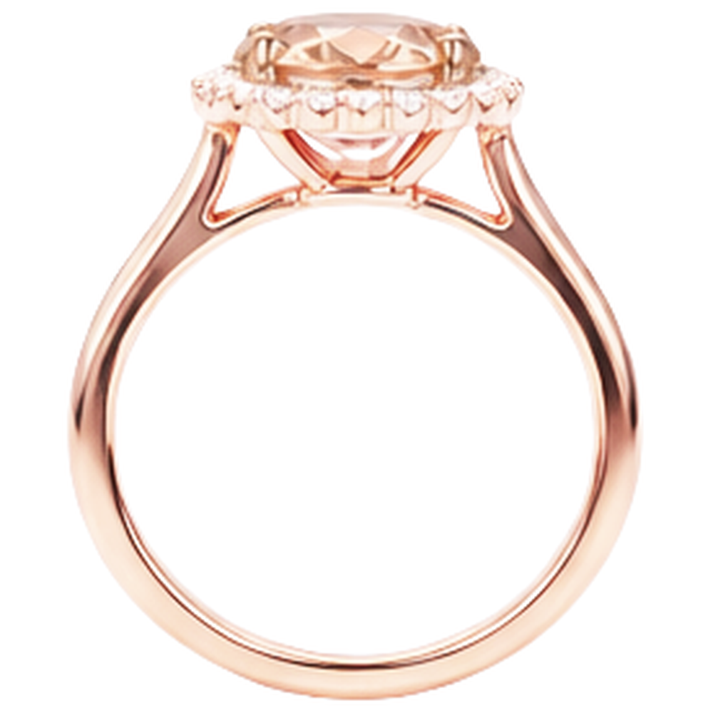 Morganite Con Diamanti 11.75 Carati Fede Nuziale Oro Rosa 14K Nuovo