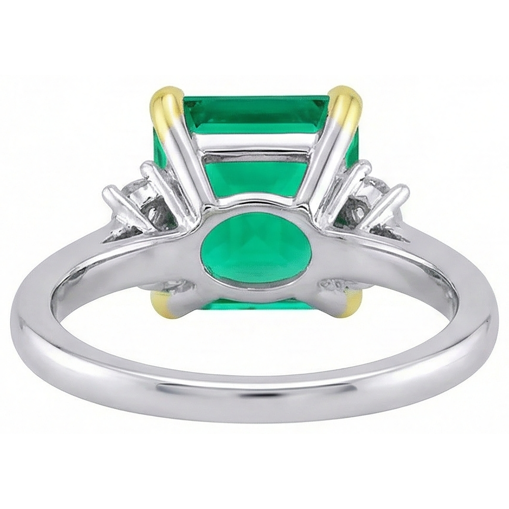 Asscher Smeraldo Fine anello in Oro Due Toni 14K – vista dall'alto