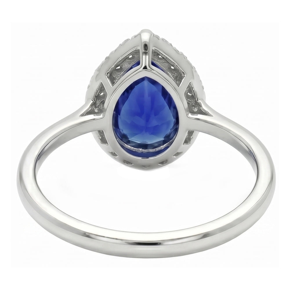 Zaffiro Blu Fiordaliso Anello Pietra Colorata 2-carati Oro Bianco 14K – vista profilo