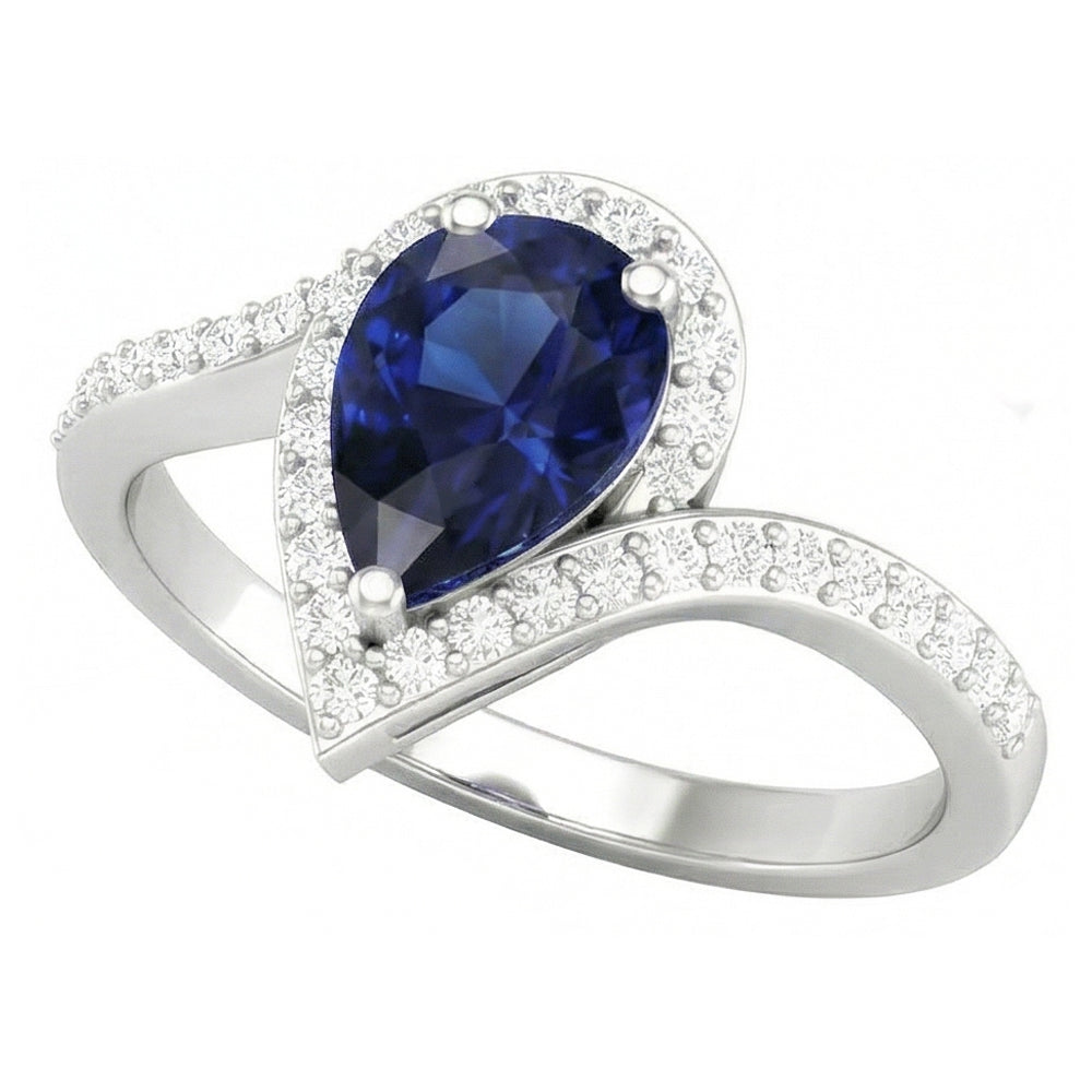 Zaffiro Blu Reale Anello con Gemma – vista frontale