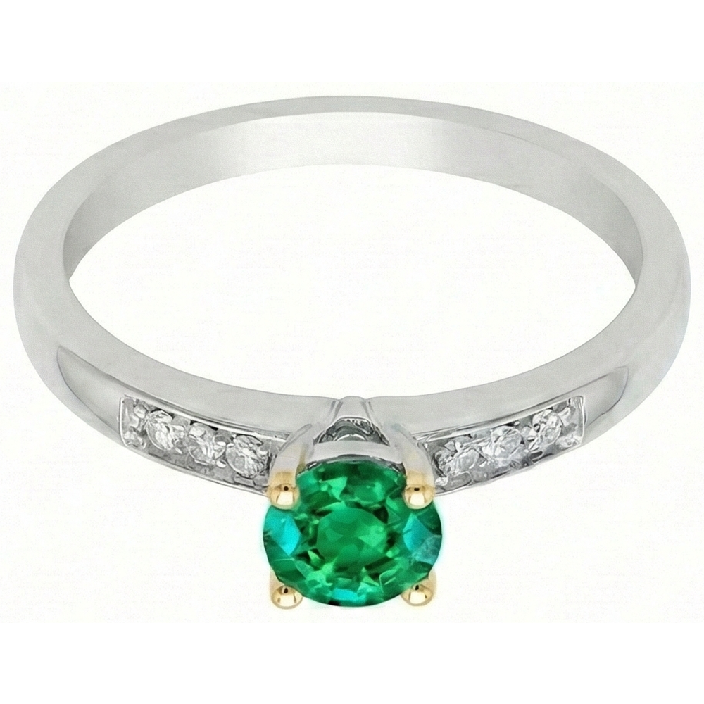 Smeraldo Anello Pietra Colorata 1,50-carati Oro Bicolore 14K – vista angolare