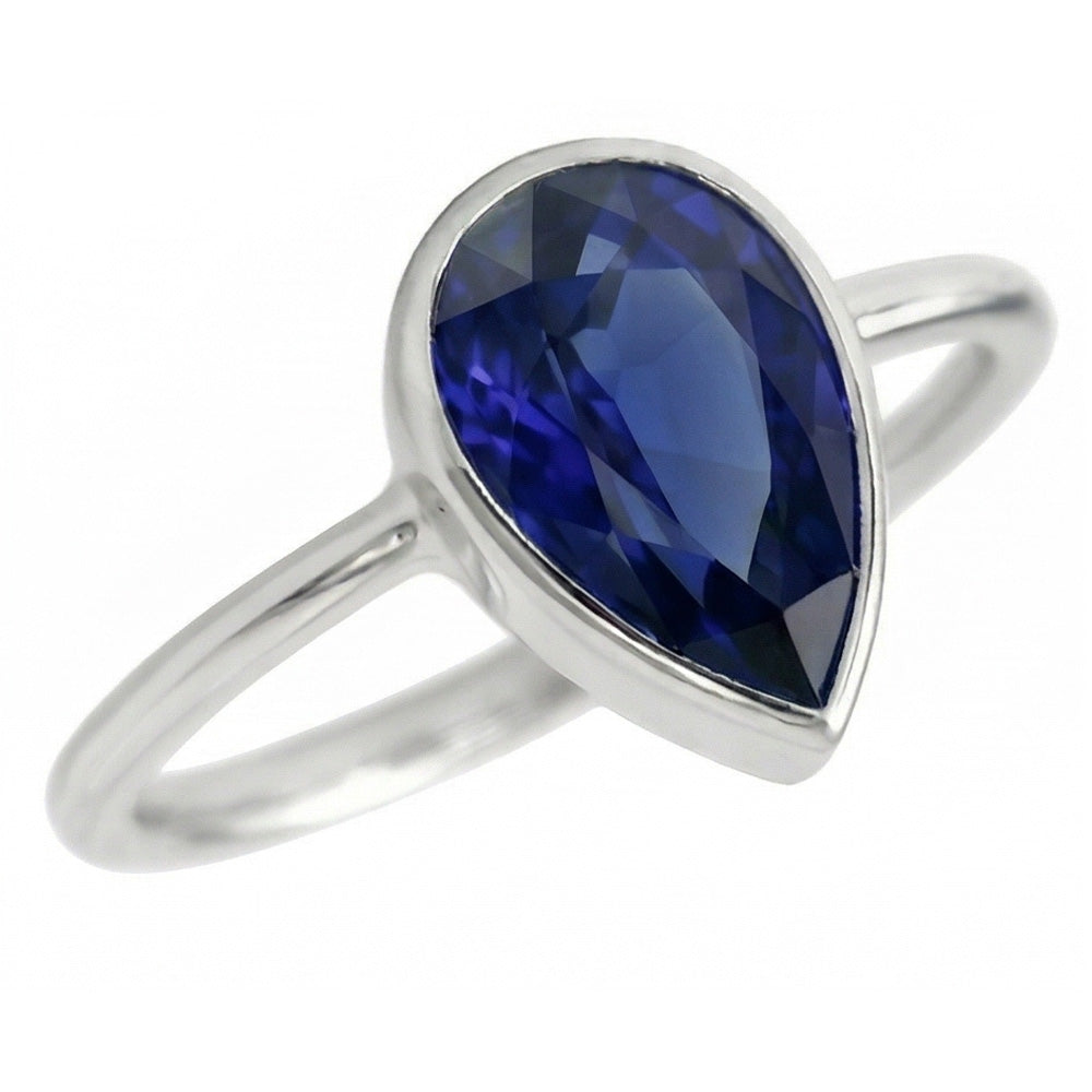 Zaffiro Blu Reale Anello Pietra Colorata 1,50-carati Oro Bianco 14K – vista laterale