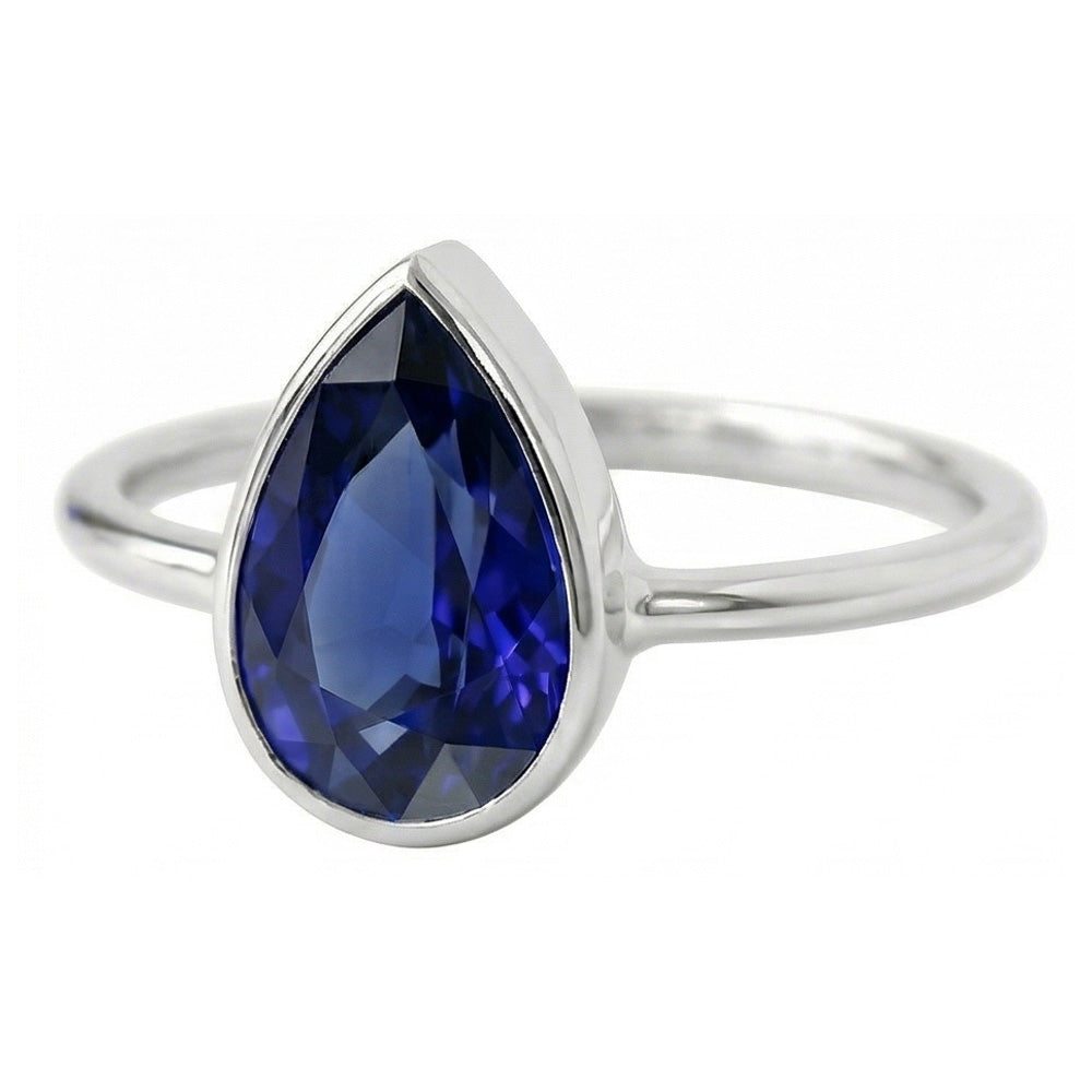 Zaffiro Blu Reale Anello Pietra Colorata 1,50 carati Oro Bianco 14K – vista angolare