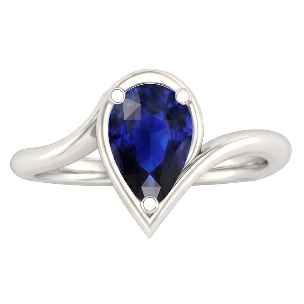 Zaffiro Blu Fiordaliso Anello con Pietra Preziosa 1,50-carati White Gold – vista angolare