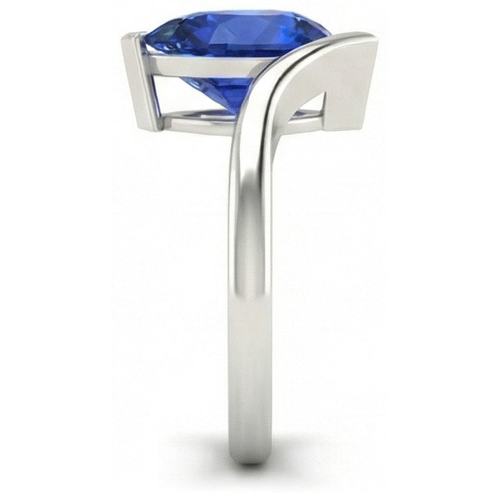 Goccia Zaffiro Blu Fiordaliso anello in Oro Bianco 14K – vista angolare