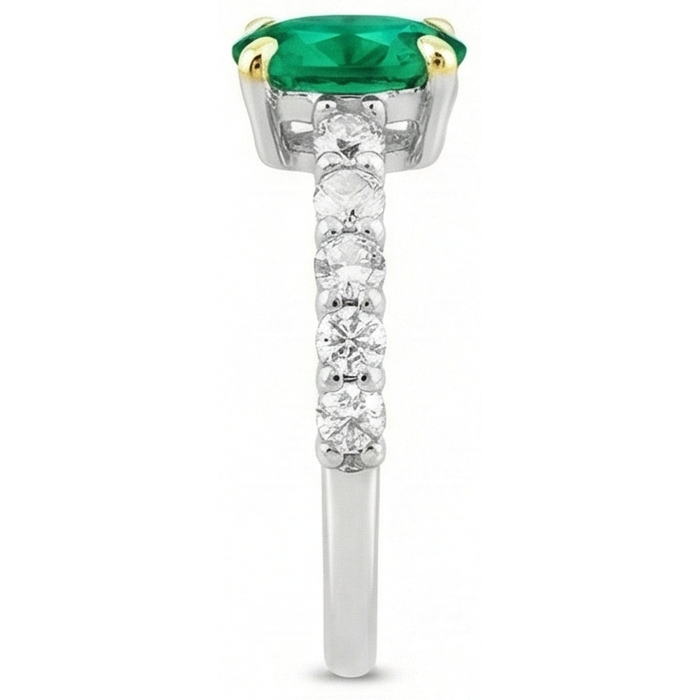 Anello con Pietra Preziosa Oro Bicolore 14K con Smeraldo Colombiano – vista profilo