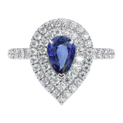 Zaffiro Blu Anello con Gemma di lusso – 4 carati Oro Bianco 14K
