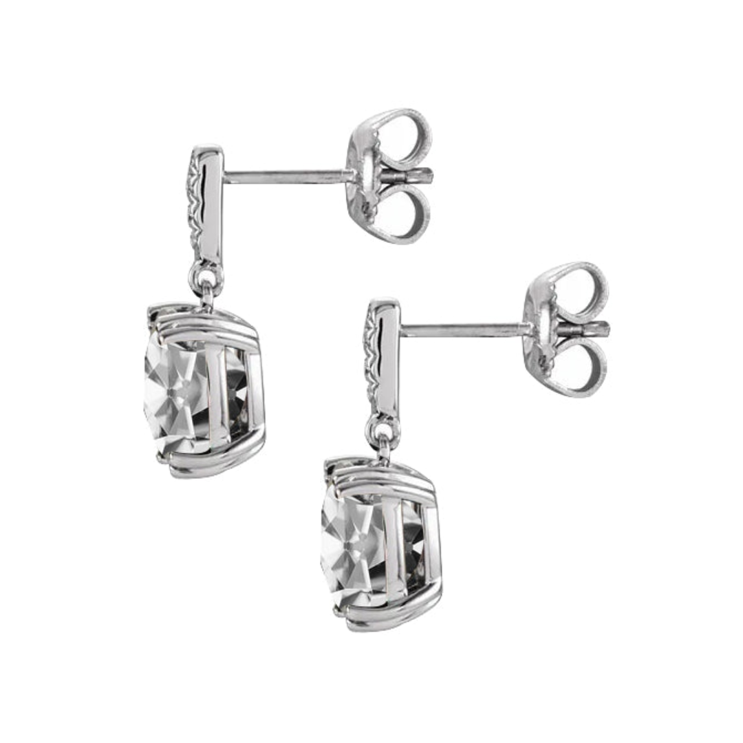 Brillante Orecchini Pendenti 3-carati Oro Bianco 14K – vista laterale