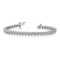 Naturale Bracciale in oro bianco con due piselli in un baccello con taglio brillante da 4.40 ct