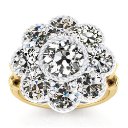 Naturale Vecchio Minatore Terra Diamanti Halo Anello Rotondo Taglio