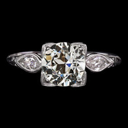 Naturale Anello Con 3 Pietre Tonde E Marquise Da Minatore Vecchio Stile Vintage 4 Carati