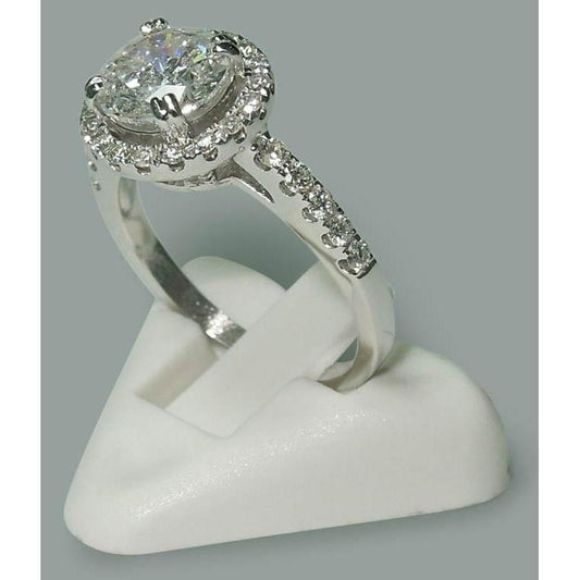 Naturale Anello Di Fidanzamento Rotondo Solitario Oro Bianco 2.72 Carati 14K