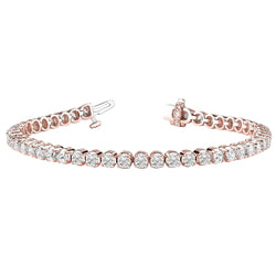 Naturale Bracciale Tennis Da Donna Rotondo In Oro Rosa 7.50 Carati