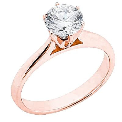 Naturale Diamante 1.5 Ct. Anello Di Fidanzamento Solitario In Oro Rosa 14K