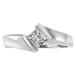 Naturale Diamante A Taglio Princess Da 1,50 Ct Con Anello Di Fidanzamento Solitario In Oro Bianco 14K