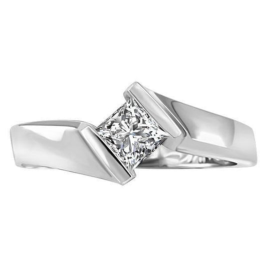 Naturale Diamante A Taglio Princess Da 1,50 Ct Con Anello Di Fidanzamento Solitario In Oro Bianco 14K