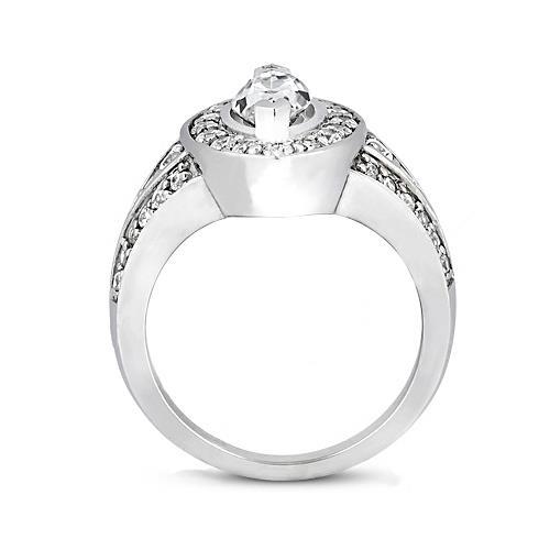 Naturale Diamante Marquise Da 1,75 Carati Con Anello Nuziale Con Alone Bianco Da 14K