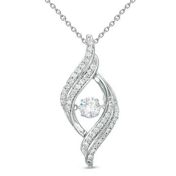 Nuova Collana Con Ciondolo Scintillante Con Vero Diamanti Tondi Da 1,40 Carati In Oro Bianco 14K