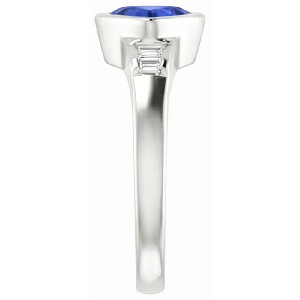 Nuovo anello di fidanzamento 1,25 ct Ceylon Blue Sapphire Trillion Diamond con oro bianco 14K