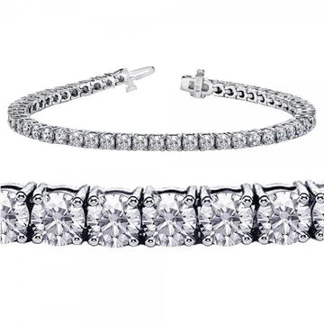 Nuovo Bracciale Tennis Con Vero Diamanti Taglio Rotondo 5 Carati Oro Bianco 14K