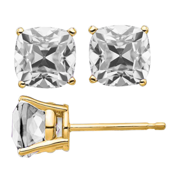 Diamante Fine Cuscino Orecchini a Lobo in Oro Giallo 14K – vista principale