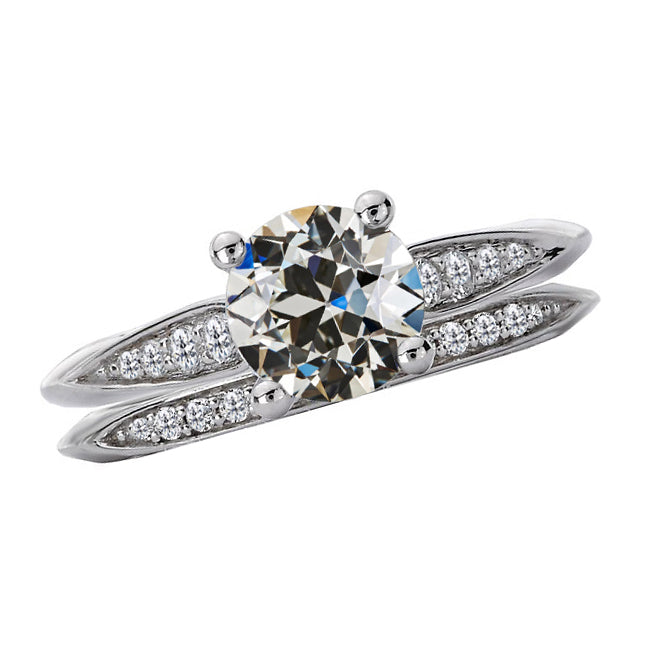 Anello Nuziale Oro Bianco 14K con Diamante Fine – vista principale