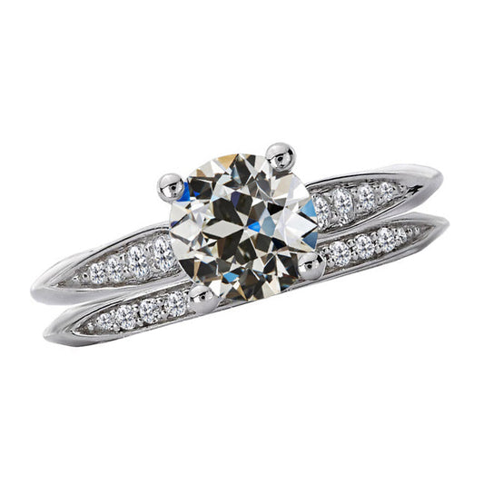 Anello Nuziale Oro Bianco 14K con Diamante Fine – vista principale