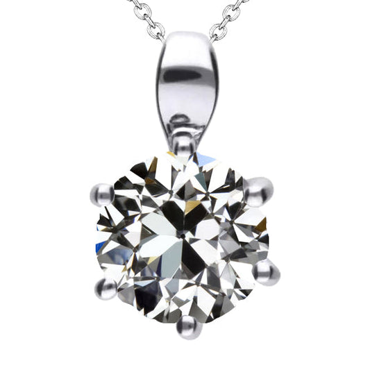 Brillante Taglio Old Mine Collana Pendente in Oro Bianco 14K – vista principale