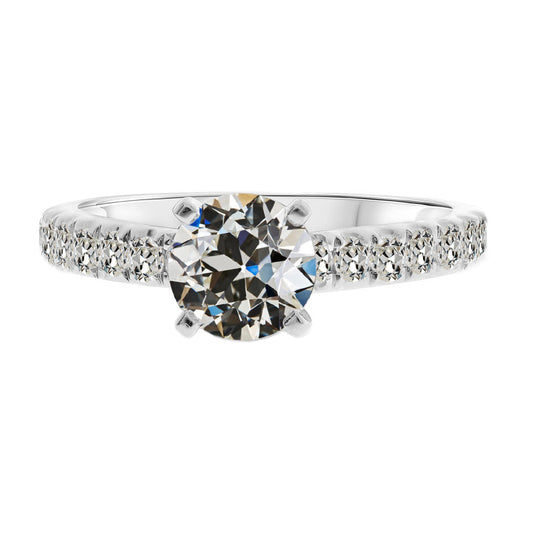 Diamante Fine Anello Solitario con Accenti 2 carati Oro 14 Carati Bianco – vista principale