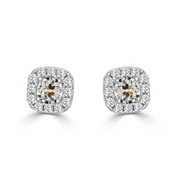 Orecchini Pendenti Oro Bianco 14K – Diamante Cuscino Antico 1